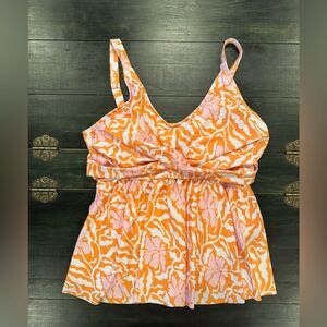 NEW BloomChic Tankini Top Size 18-20 Orange and Pink Floral